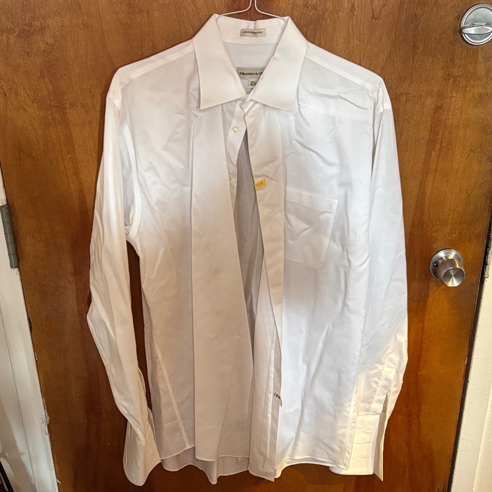 Pronto Uomo White Men's Dress Shirt with Point Collar